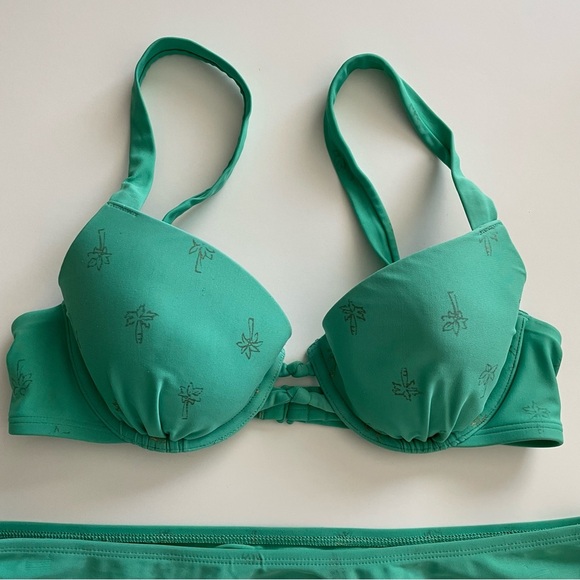 Aerie Palm Tree Bikini Swim Bathing Suit Beach Swimming Green Size Small Medium - Picture 2 of 7